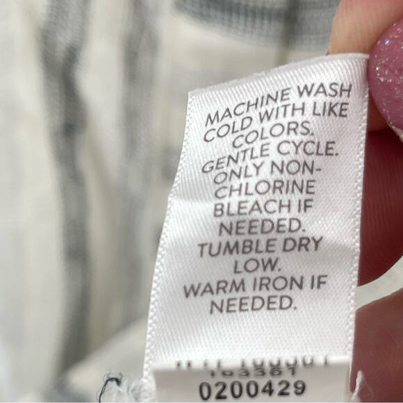 Pure Jill Linen Cotton Striped Button Down Lagenlook 3/4 Sleeve Shirt Tunic XS - Picture 10 of 10